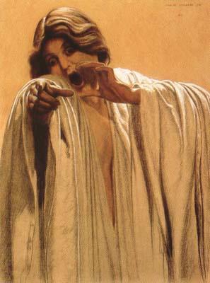 Carlos Schwabe Study for The Wave,feminine figure,back right Mixed media on board (mk19) oil painting image